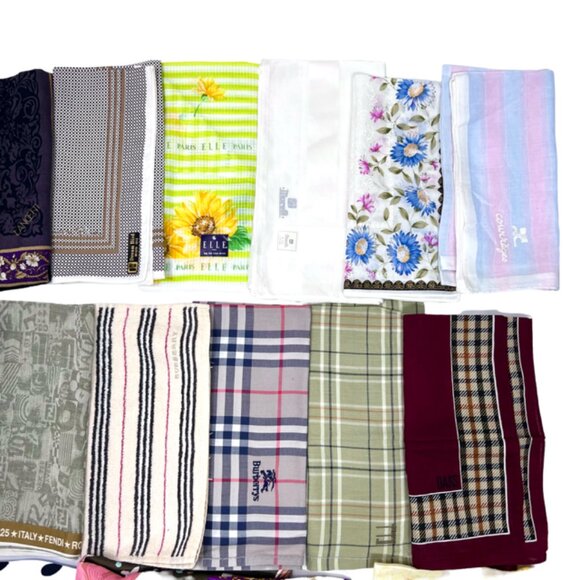 BULK  SALE 18 Handkerchiefs +2 Scarf: BURBERRY-Celine-Fendi-DAKS &  More ! (#2) - Picture 3 of 13